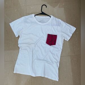 Nuvolari Roma white cotton tshirt with red anchors pocket
Sz M